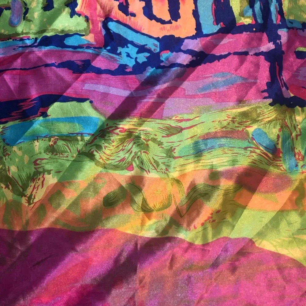Scarf based on Kadinsky Munich painting- Silk, Or Silk-like (no Tags) Colorful!